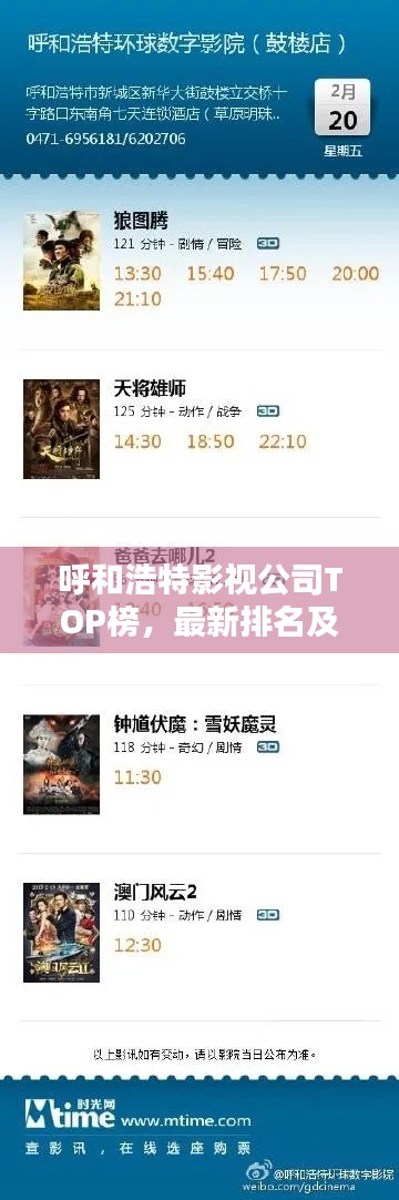 呼和浩特影视公司TOP榜，最新排名及行业影响力解析！