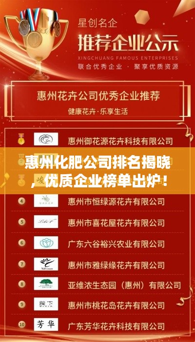 惠州化肥公司排名揭晓，优质企业榜单出炉！