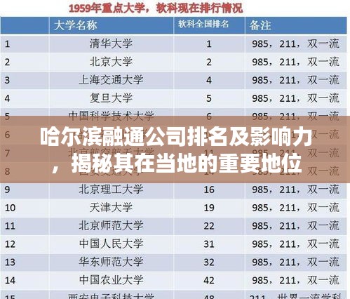 哈尔滨融通公司排名及影响力，揭秘其在当地的重要地位