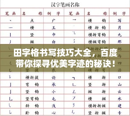 田字格书写技巧大全，百度带你探寻优美字迹的秘诀！