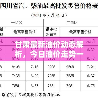 甘肃最新油价动态解析，今日油价走势一网打尽！