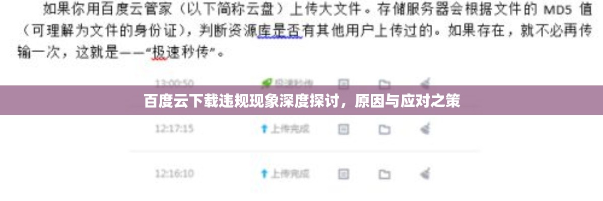 百度云下载违规现象深度探讨，原因与应对之策