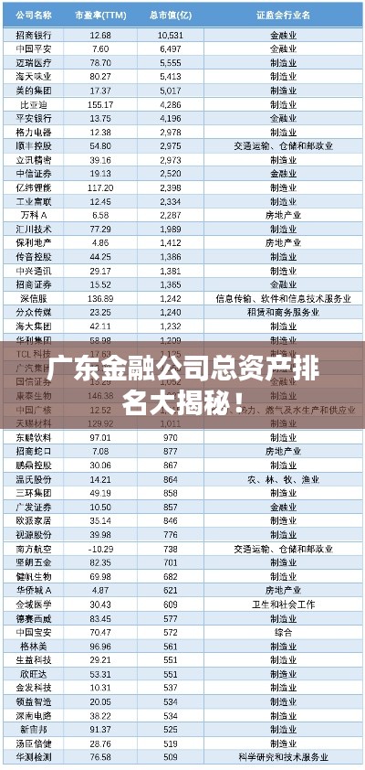 广东金融公司总资产排名大揭秘！