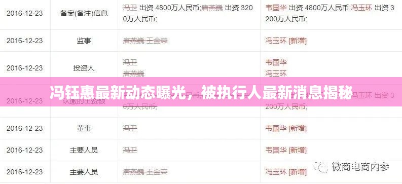 冯钰惠最新动态曝光，被执行人最新消息揭秘