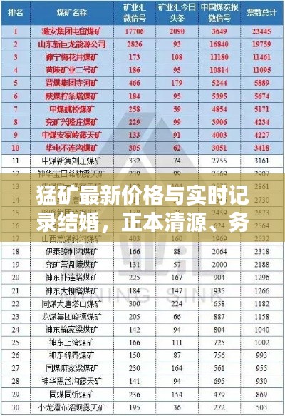 猛矿最新价格与实时记录结婚，正本清源、务实指导与打假警示