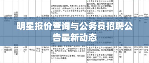 明星报价查询与公务员招聘公告最新动态