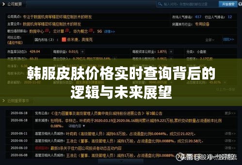韩服皮肤价格实时查询背后的逻辑与未来展望
