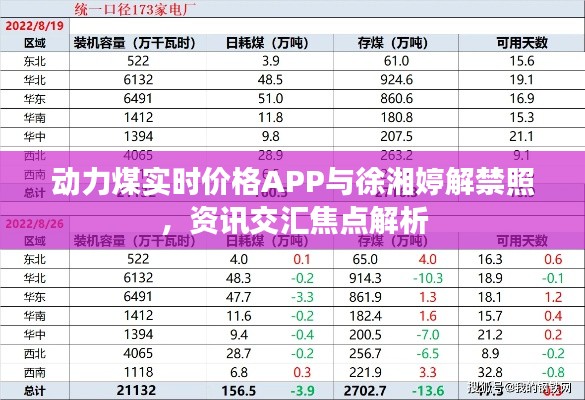 动力煤实时价格APP与徐湘婷解禁照,资讯交汇焦点解析